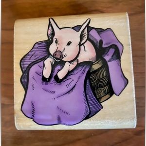 Vintage 1998 Sky Kids, INC. Pig In A Laundry Basket